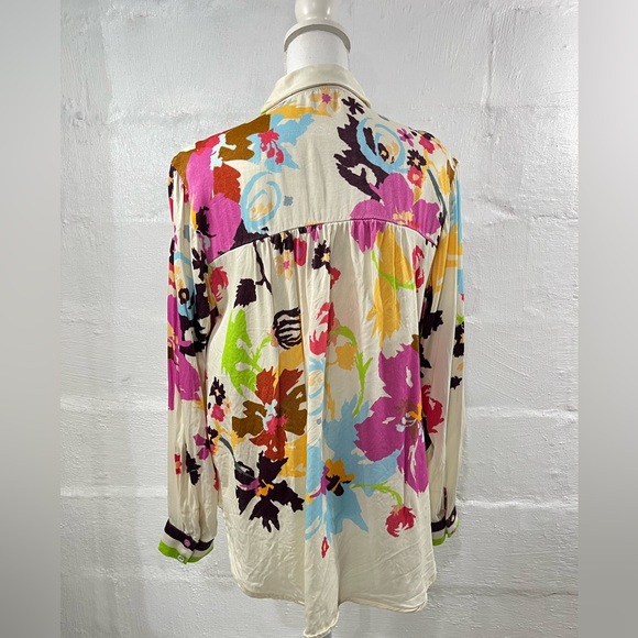 ANTHROPOLOGIE CONDITIONS APPLY BLOOMING LONG SLEEVE COLLARED BLOUSE (a133) - Picture 11 of 16